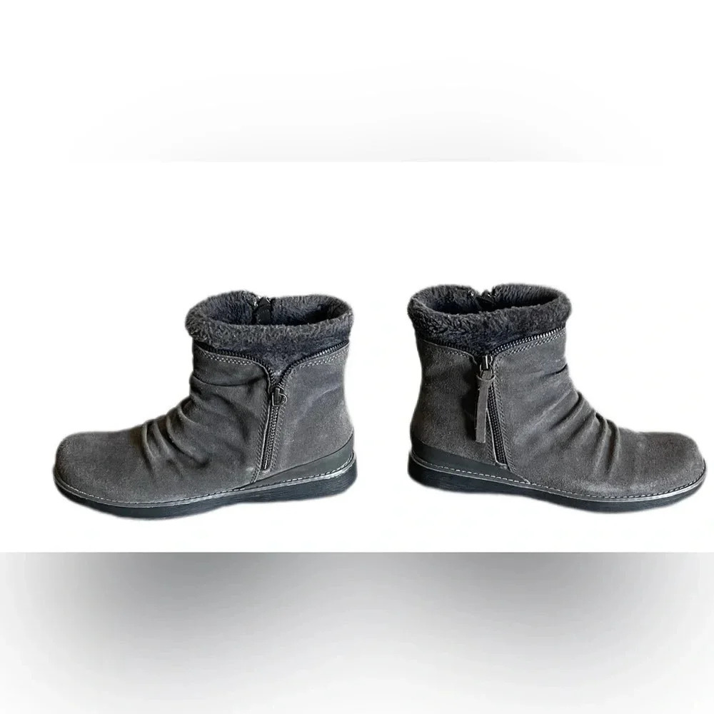BareTraps Gray Suede Leather Faux Fur Larkspur Women’s Ankle Boots 7M - Picture 6 of 15